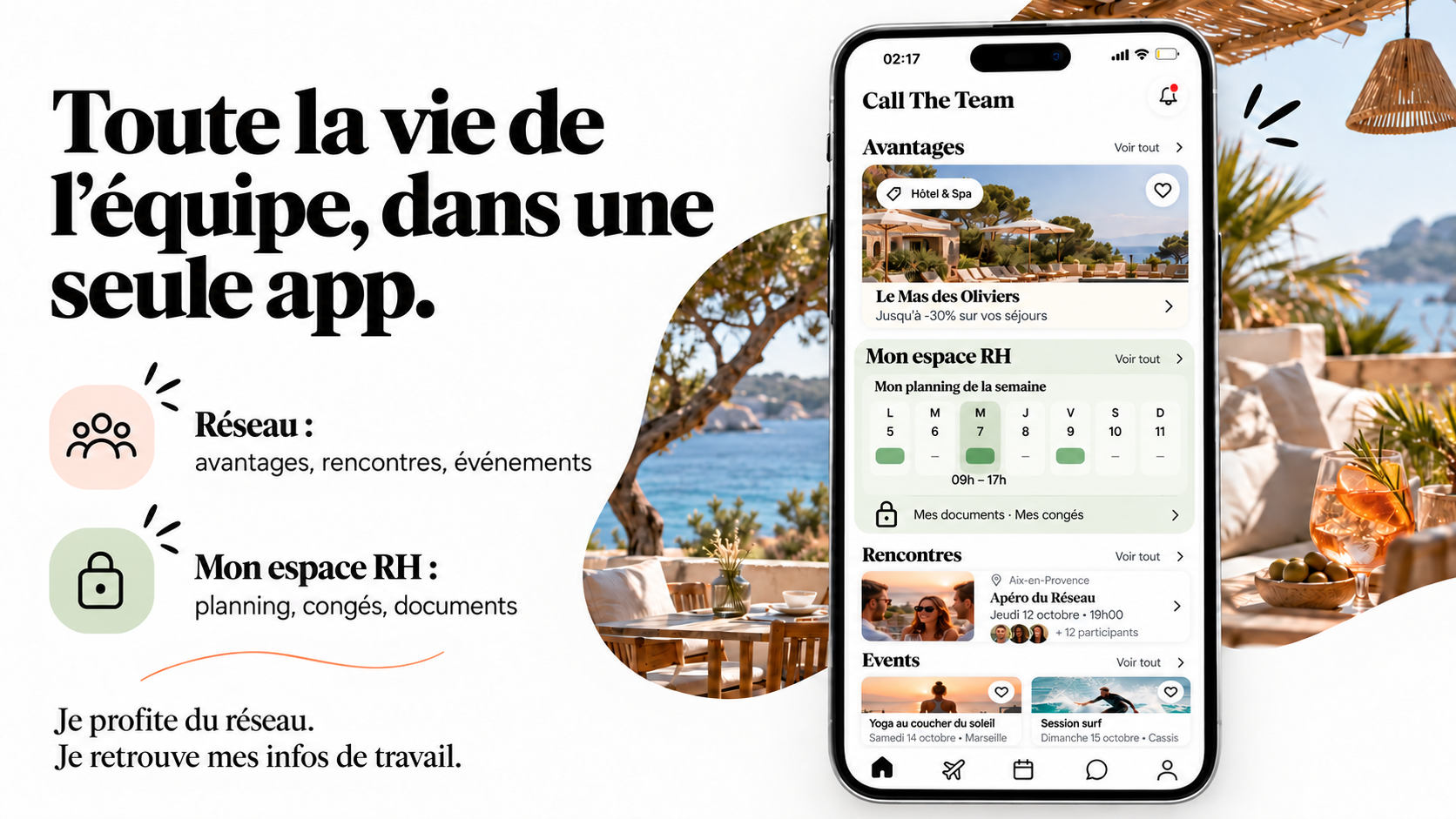 Toute la vie de l’équipe dans une seule app : le réseau et l’espace RH de Team’s Up dans l’application